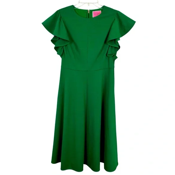 Kate Spade Green Flutter Sleeve Ponte Dress Sz 4 KB006 - Picture 3 of 10